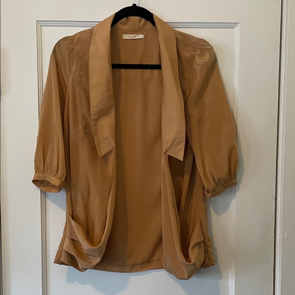 Tulle Open Front Peach Jacket | Small